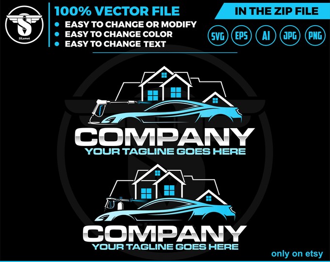 house Car wash logo template - car wash logo - car wash svg - cleaning car logo - automotive - auto detailing car logo - Car Detailing svg