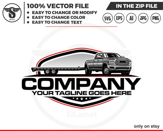 heavy duty pickup truck and trailer logo - trailer rentals logo - pickup truck and trailer logo - pickup flatbed trailer - Ram 2500 2022