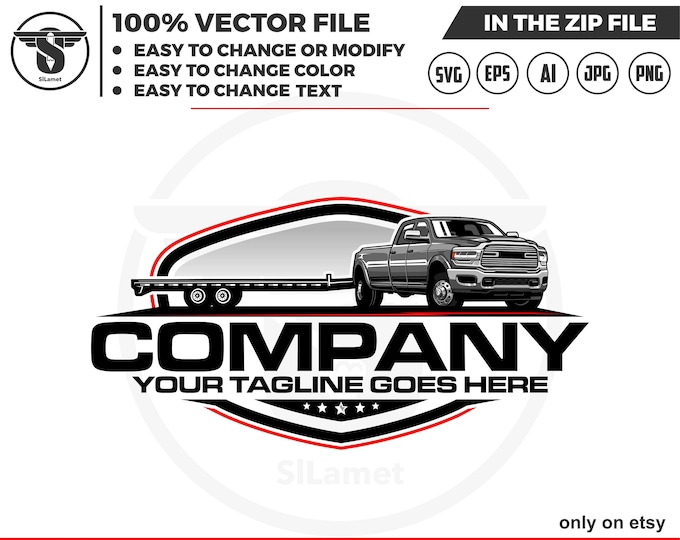 heavy duty pickup truck and trailer logo - trailer rentals logo - pickup truck and trailer logo - pickup flatbed trailer - Ram 2500 2022