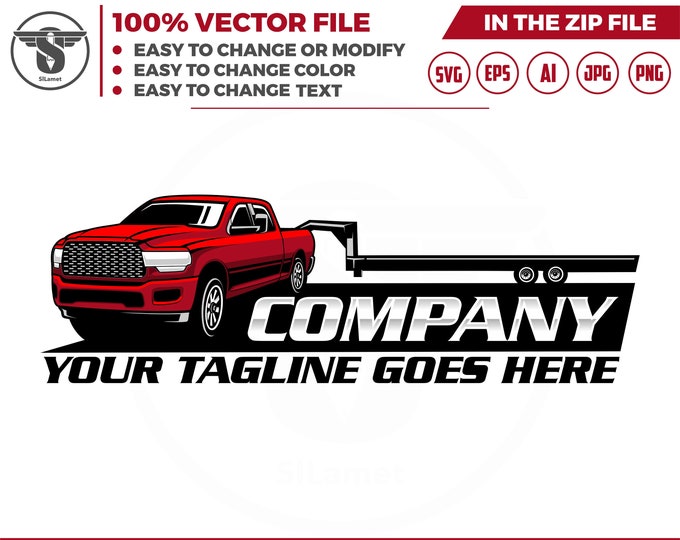 pickup and trailer logo - trailer towing logo - towing Company Logo