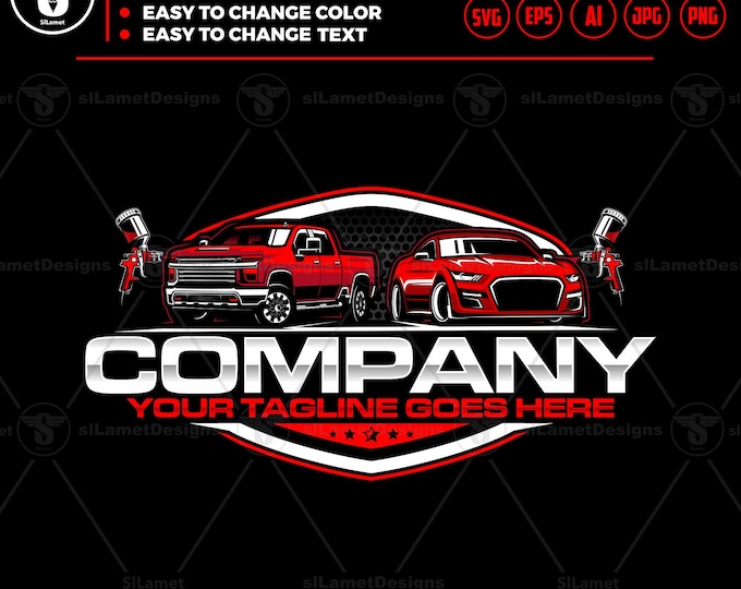 Car Painting Logo: Auto Body SVG Vector File