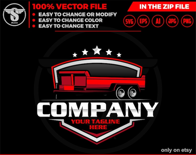 dump trailer logo, trailer towing logo, truck pickup logo svg, towing Company Logo, pickup truck outline, pickup truck dump