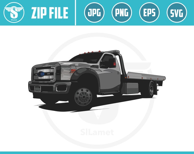 Rollback Truck illustration, Rollback Truck SVG, Tow Truck Svg, Rollback Truck vector, Rollback Truck Icon Svg, Wrecker Svg,
