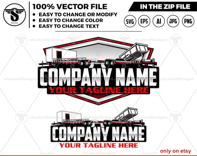trailer rental logo - trailer services -  dump trailer and flat bed trailer logo, flat bed and dump trailer rental logo, trailer rental logo