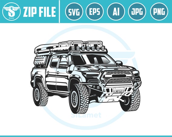 Modified Toyota Tacoma TRD Off-Road svg, pickup truck, pickup truck svg, pickup truck tshirt, silhouette SVG Vector Cricut Cut Cutting