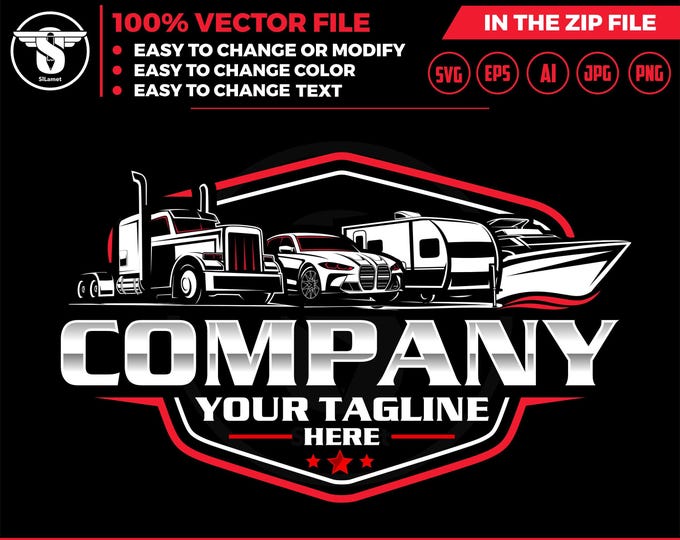 Vehicle Storage Logo: RV Truck Boat Car Vector Designs (SVG, EPS, png)