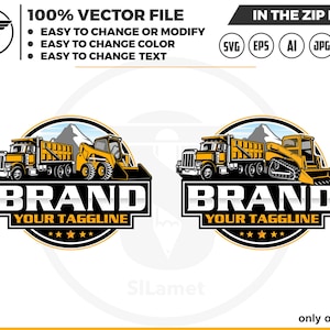 Dump Truck & Excavator Logo: Heavy Equipment Vector (Digital Download)