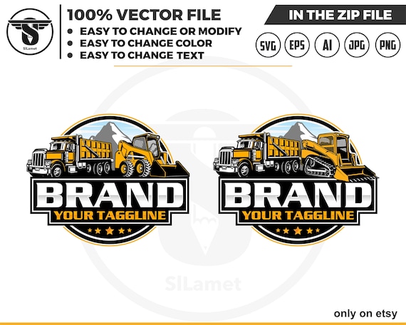 dump truck and excavator logo , equipment vehicles logo, heavy equipment logo,construction logo , digging logo, earth digging logo