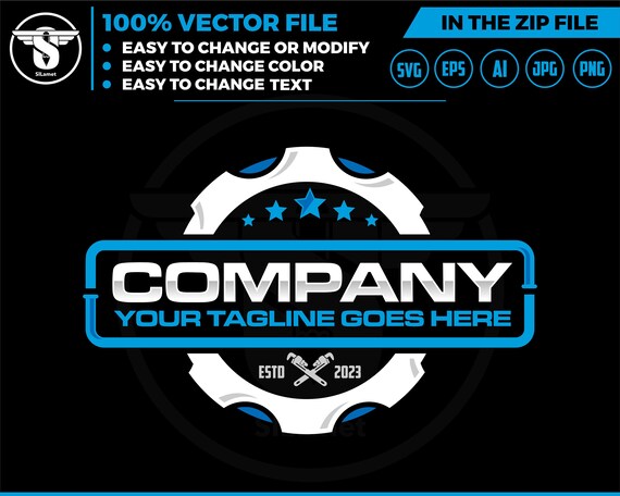 plumbing logo -Plumbing services logo - plumber logo - repair plumbing logo - gear plumbing