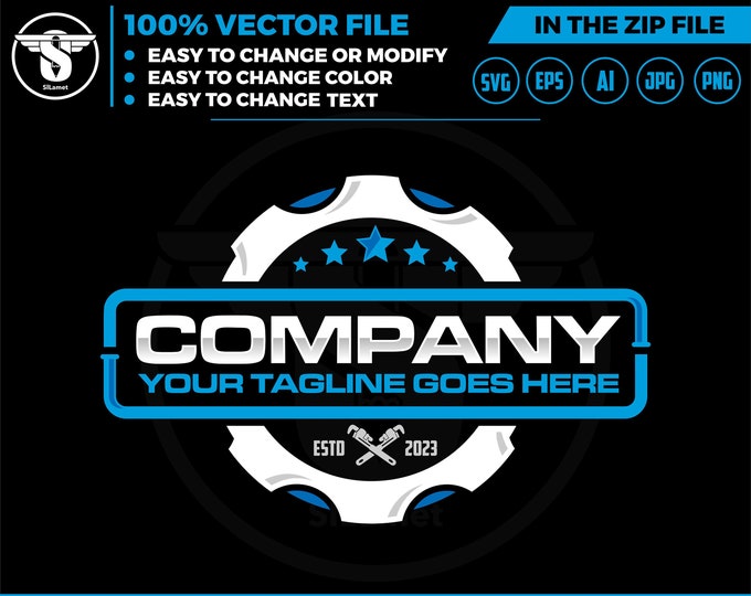 plumbing logo -Plumbing services logo - plumber logo - repair plumbing logo - gear plumbing