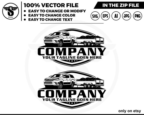 pickup and dump trailer logo, trailer towing logo, truck pickup logo svg, towing Company Logo, pickup truck outline, toyota hilux mk8