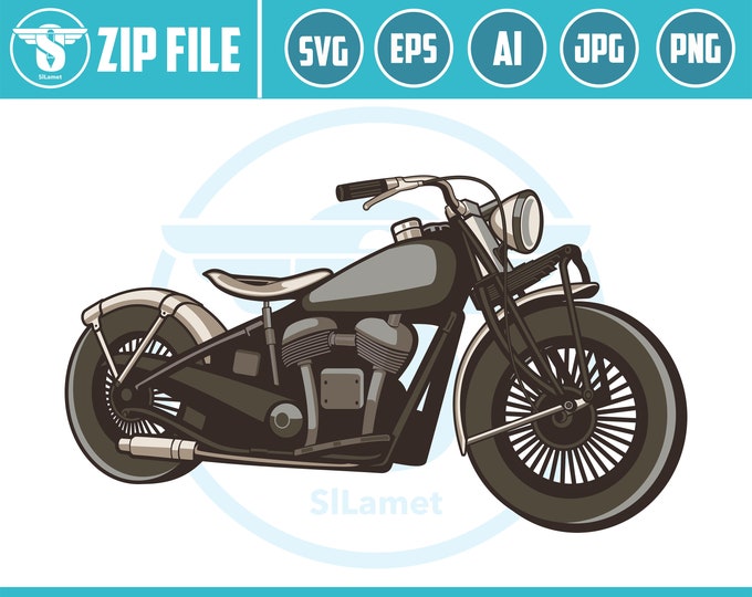 Chopper cartoon svg , Motorcycle Svg, Chopper Cruiser Svg Harley Svg Clipart Motorbike Svg PNG Files for Cricut Vector For Silhouette SVG