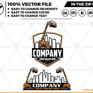 Cherry Picker Logo Vector: Bucket Truck SVG, Boom Lift Clipart (Digital Download)