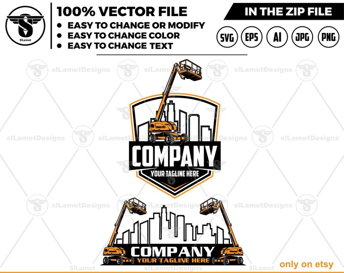 Cherry Picker logo, Cherry Picker Vector, Bucket Truck SVG, Boom lift svg, Man lift, Basket crane, Hydraladder, Cut file, for silhouette,