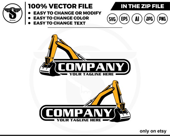 excavator logo template - bucket excavator svg - construction logo - digging logo - earth digging logo - excavator svg