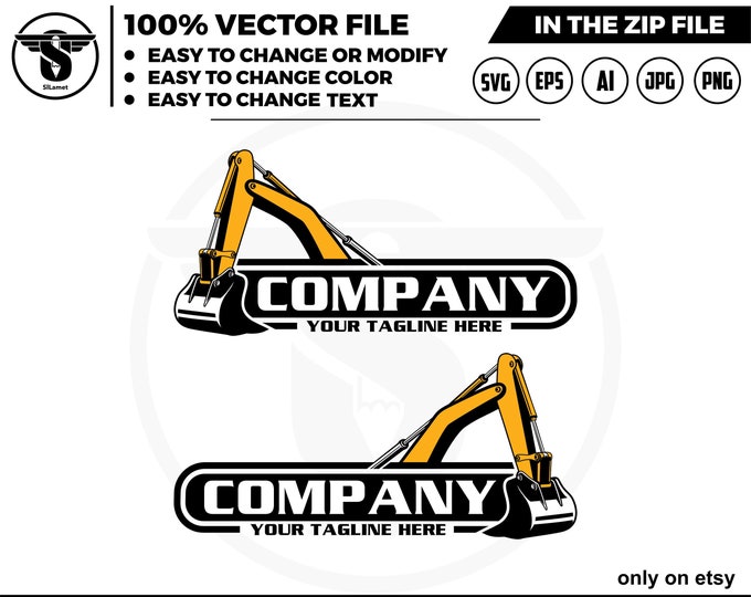 excavator logo template - bucket excavator svg - construction logo - digging logo - earth digging logo - excavator svg