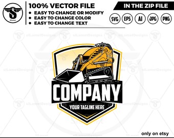 Skid Steer Loader Logo, Mini Track Equipment SVG (Digital Download)