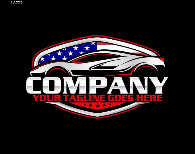 American Sports Car Logo, Editable Vector Logo for USA Automotive Dealer Branding (SVG AI)