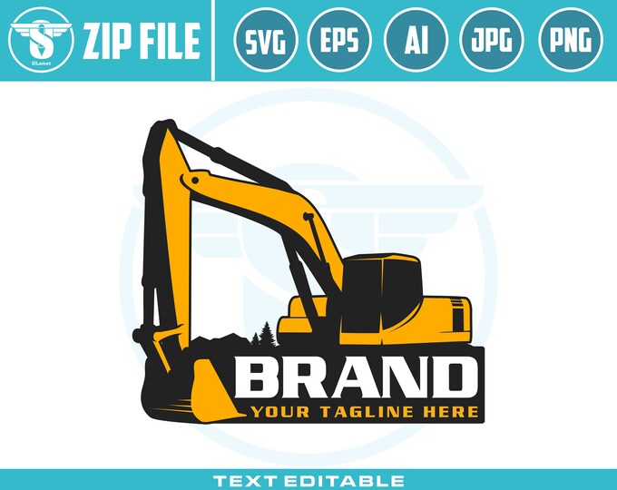 Excavator logo svg, Excavator Clipart, Excavator svg, Excavator png, Heavy Equipment svg, Construction Logo svg SVG file