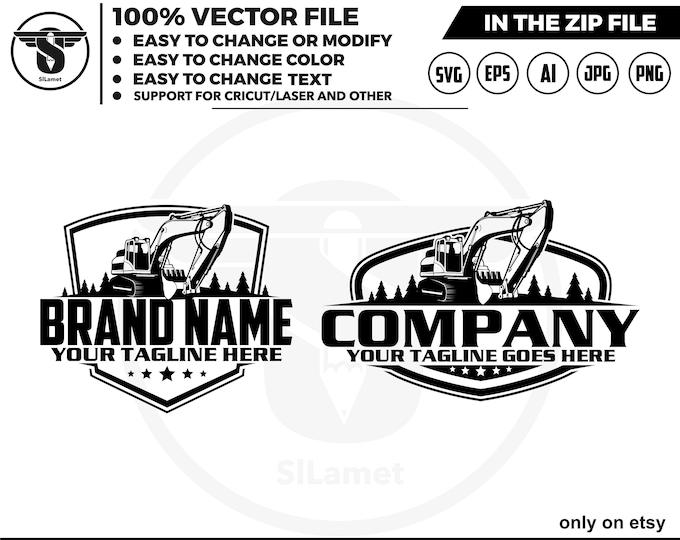 Excavator logo svg, Excavator Clipart, Excavator svg, Excavator png, Heavy Equipment svg, Construction Logo svg SVG file