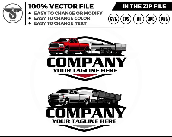 pickup and dump trailer logo, trailer towing logo, truck pickup logo svg, towing Company Logo, pickup truck outline, dodge ram truck
