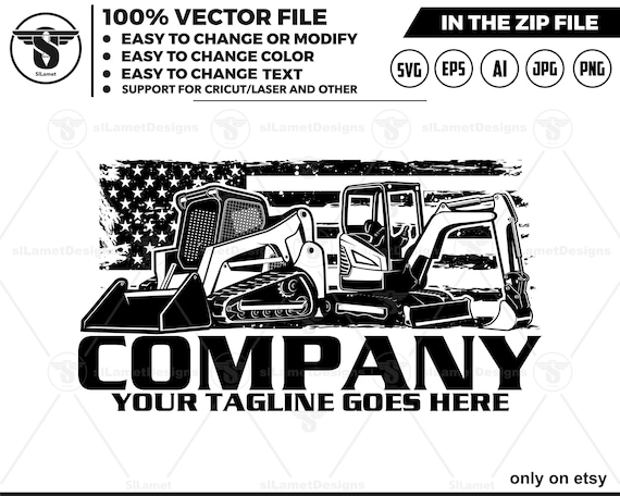 america skid steer and mini excavator logo svg, skid steer Bulldozer logo, skid steer SVG, Svg, skid steer excavator,mini excavator svg