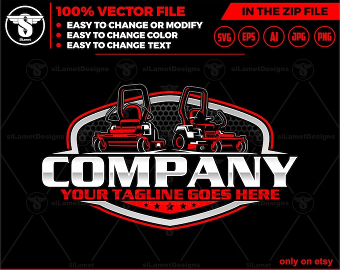 Lawn Mowers logo - Zero Turn mowers logo - grass cleaner logo