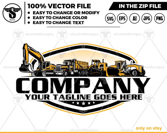 equipment vehicles logo, heavy equipment svg, excavator, dump truck, bulldozer, grader, heavy equipment rental logo, heavy equipment repair