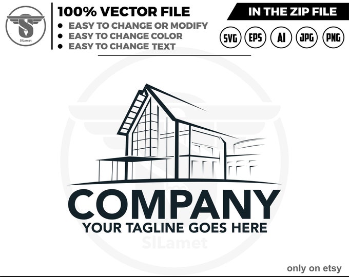 minimalis house logo - Real Estate Logo - Logo Design Template - Real Estate Agent Logo,