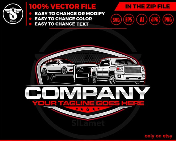 pickup and car hauler trailer logo - pickup and trailer logo - trailer towing logo - towing Company Logo - 2014 GMC Sierra 1500 Denali , GMC