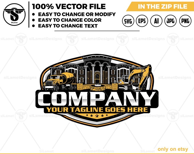 Luxury Hardscaping Logo, Editable Vector Logo for Fire Pit & House Construction Branding (SVG AI)