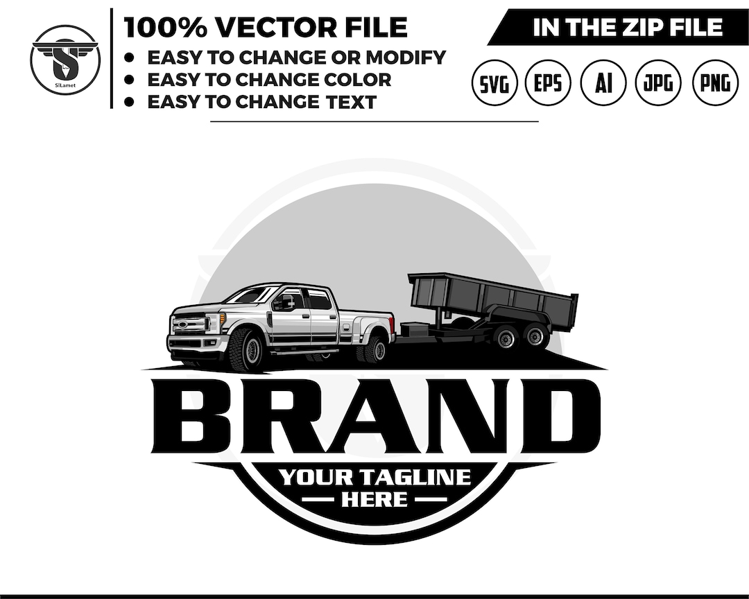 Pickup and Dump Trailer Logo, Trailer Towing Logo, Truck Pickup Logo Svg, Towing Company Logo
