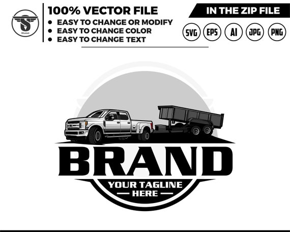 pickup and dump trailer logo, trailer towing logo, truck pickup logo svg, towing Company Logo, pickup truck outline, pickup truck lineart