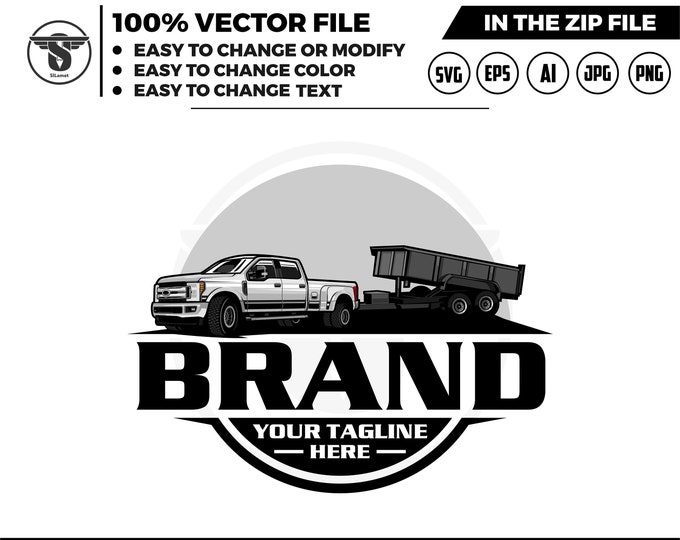 pickup and dump trailer logo, trailer towing logo, truck pickup logo svg, towing Company Logo, pickup truck outline, pickup truck lineart