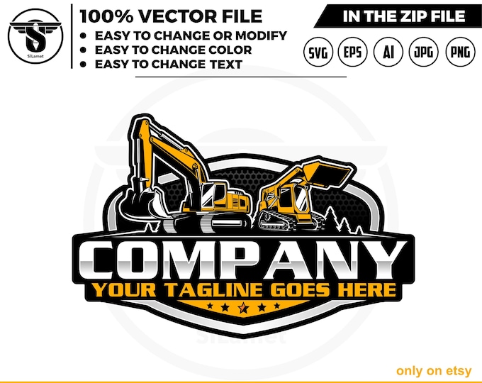skid steer and excavator logo svg, skid steer Bulldozer logo, skid steer SVG, Wheel Loader Svg, skid steer excavator,mini excavator svg