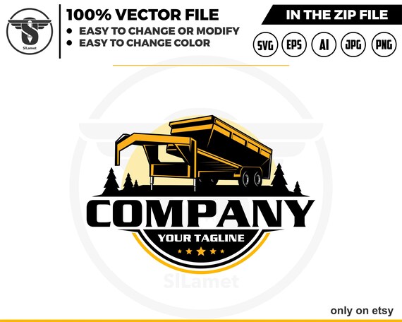 gooseneck dump trailer logo - Bumper Pull Dump Trailer logo - dump trailer logo - trailer towing logo - gooseneck trailer - dump gooseneck