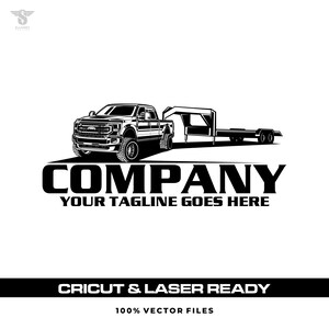 Hotshot Towing Logo SVG: Fully Editable Vector, Pickup & Gooseneck Trailer Laser Cut File, EPS