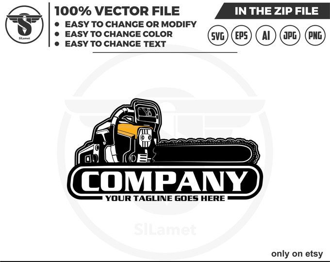 chainsaw logo- tree sevice logo - chainsaw logo - tree cutter