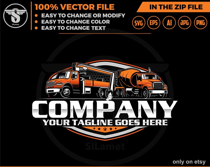 Concrete pump and truck mixer logo,pumping logo,p umping svg, concrete pump truck logo,concrete truck logo,Beton truck logo
