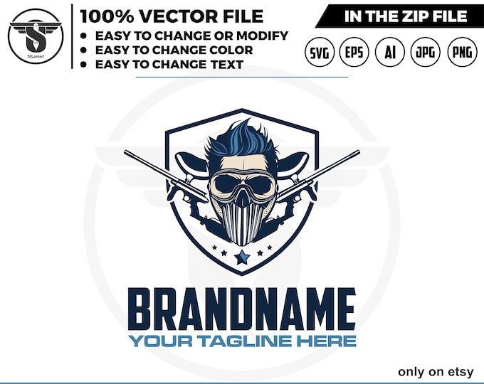 paintball logo - paintball club logo - skull paintball svg