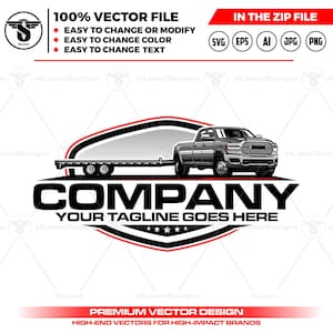 Pick-up Truck & Anhänger Logo: Hot Shot Auto Holen svg, Vektor