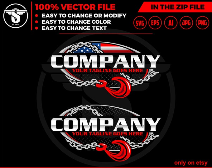 america towing  logo, towing chain logo, towing truck logo, towing logo template, tow svg, tow truck logo, towing service logo
