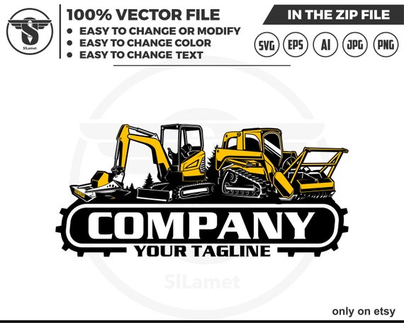 skid steer cutter and mini excavator cutter logo, skid steer SVG, skid steer excavator,mini excavator svg