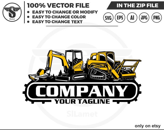 skid steer cutter and mini excavator cutter logo, skid steer SVG, skid steer excavator,mini excavator svg