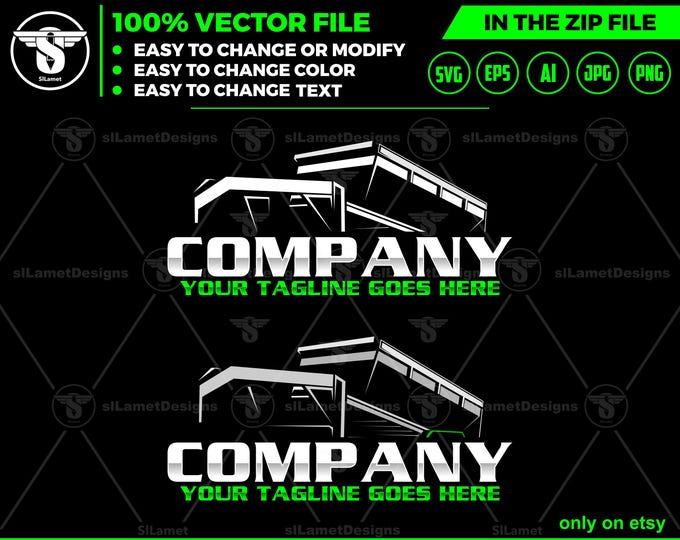 gooseneck dump Trailer Logo - gooseneck dump Logo Template - Hauling Equipment Branding - dump trailer logo