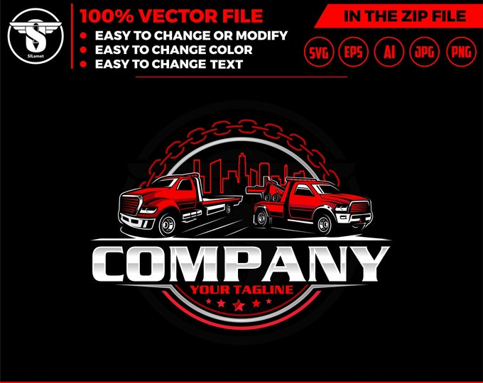 towing truck CITY logo, towing logo template, towing chain svg, tow truck 18 wheeler, tow truck logo, towing service logo, tow car logo