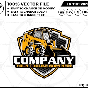 Wheel Loader logo - Skid steer Wheel logo, skid steer loader logo, skid steer svg, Heavy Equipment logo Svg,