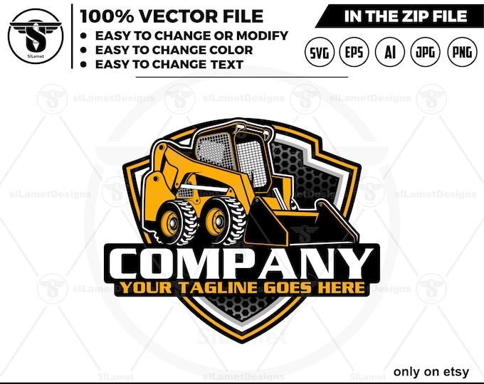 Wheel Loader logo - Skid steer Wheel logo, skid steer loader logo, skid steer svg, Heavy Equipment logo Svg,