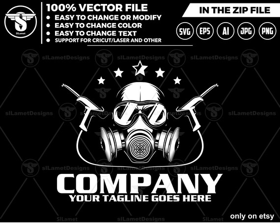 Powder Coating Logo Template - Auto Paint Shop Logo - Industrial Coating Logo - Modern Painting Business Logo - Editable Vector Logo