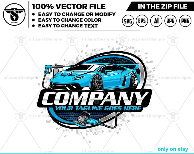 luxury cars auto detailing - sport car detailing logo template - Car Detailing Services logo - car wash logo template